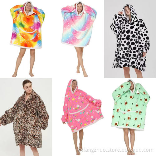 adults sherpa double lined with pocket Super Warm and Cozy Big Blanket Hoodie